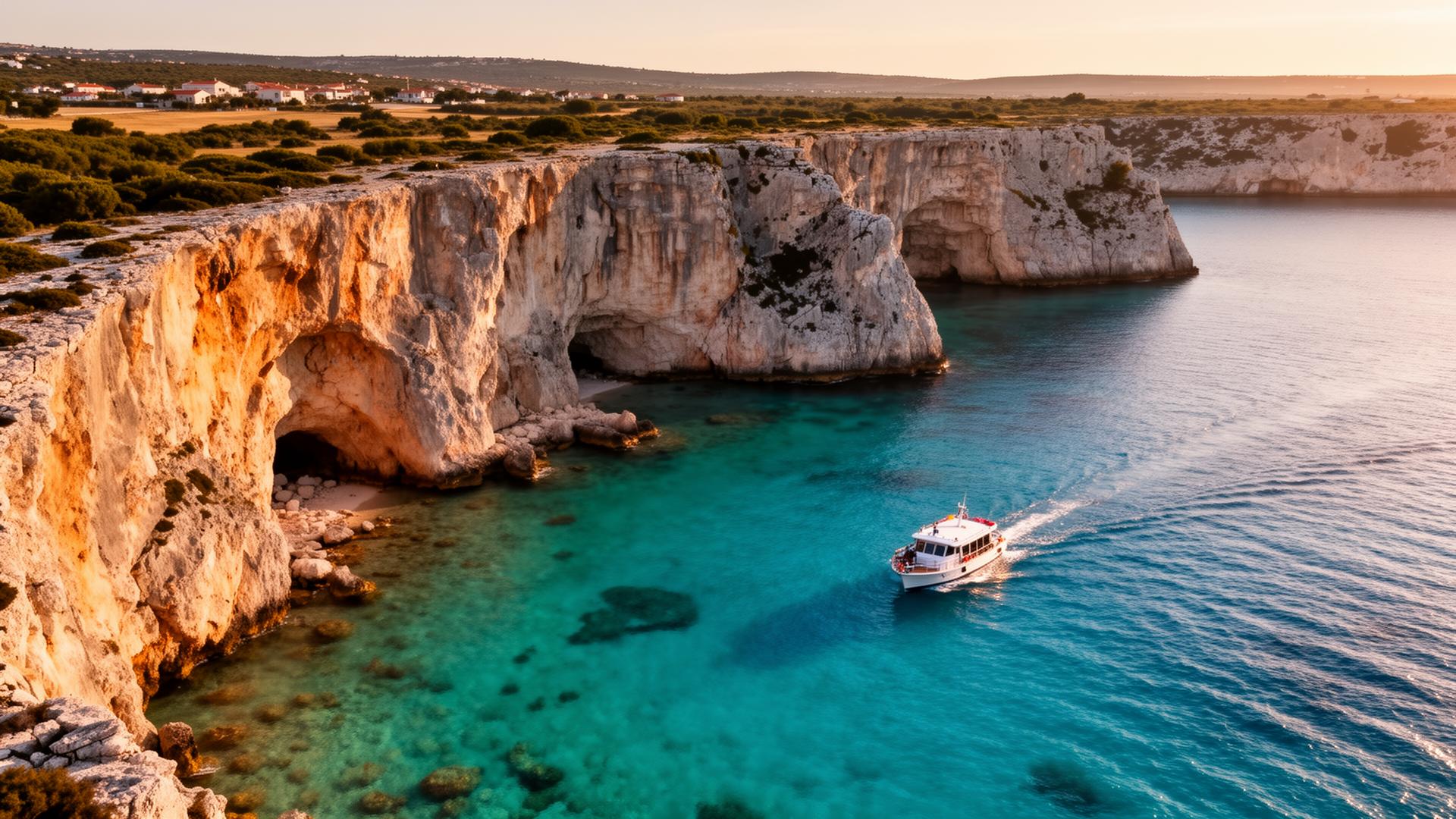 Dramatic cliffs of Cape Kamenjak with turquoise Adriatic sea